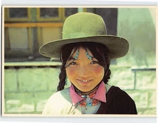 Postcard Bashful Khampa Girl Lhasa Tibet China