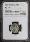 1938-D (MS67) Buffalo Nickel 5C NGC - GEM