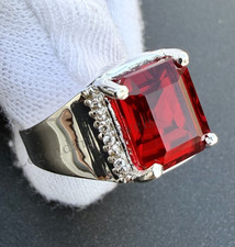 Natural Red Garnet Gemstone With 925 Sterling Silver Ring for Men's Stylish Ring