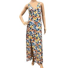 GUESS Strappy Bright Multicolor Colorful Floral Maxi Dress Sz M