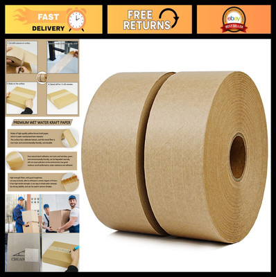2-Pack Heavy Duty Gummed Kraft Paper Tape, 2.75'' x 380ft, Eco-Friendly, Writable
