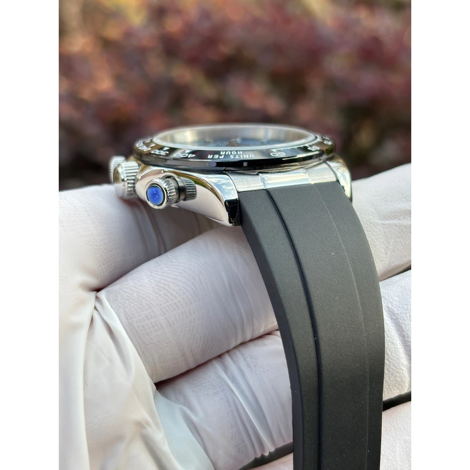 Seiko VK63 Chrono Mod 40mm Ice Blue Dial Ceramic Bezel Rubber Sapphire UNWORN - Image 3 of 4