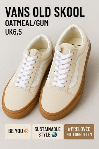 Vans Old Skool Trainers | Oatmeal/Gum | Suede Canvas | Iconic Skate Shoe | UK6,5