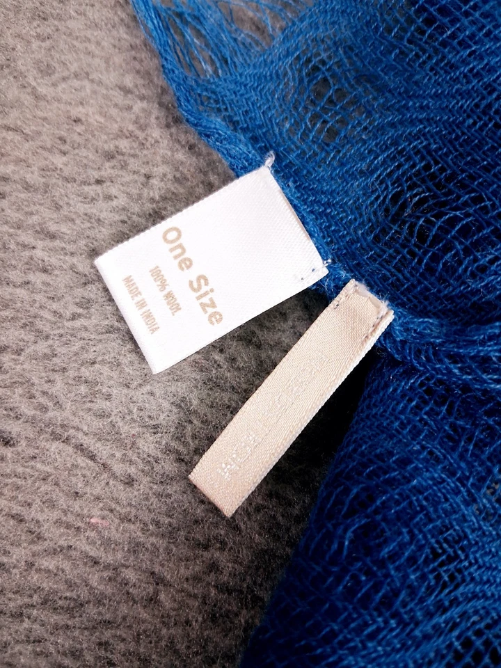 Nordstrom 100% Lana Bufanda Mujer 27 X 76" Azul Tropical Transparente Ligero Envoltura Foto 3 de 4