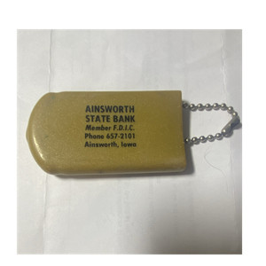 Vintage collectible Ainsworth State Bank Yellow Keychain Ainsworth Iowa