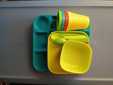 RePlay BPA Free Table Kids SET 4x Bowls,Plates, Divided Trays, Cups  Utensils 