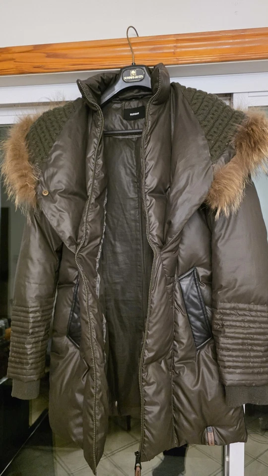 Auténtico Abrigo de Plumón de Invierno Rudsak para Mujer con Piel Natural Estilo 8113936, L Marrón Foto 3 de 4