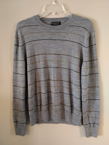 Banana Republic men's striped crew-neck sweater made from 100% Merino wool