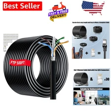 500ft Cat 6 Outdoor Ethernet Cable - Waterproof & UV Resistant with 30 RJ45