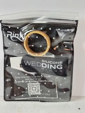 Rinfit Silicone Wedding Ring Size 14 Gold Color Flexible Durable Band New Sealed