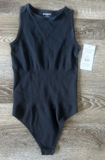 Joyspun Seamless Bodysuit Sleeveless High Neck Slimming Black Women's Small 4-6