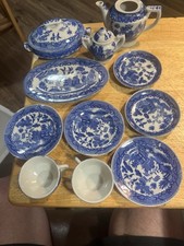 11 PCS VTG Willow Pattern Blue white Childrens Mini Tea Set Made In Japan