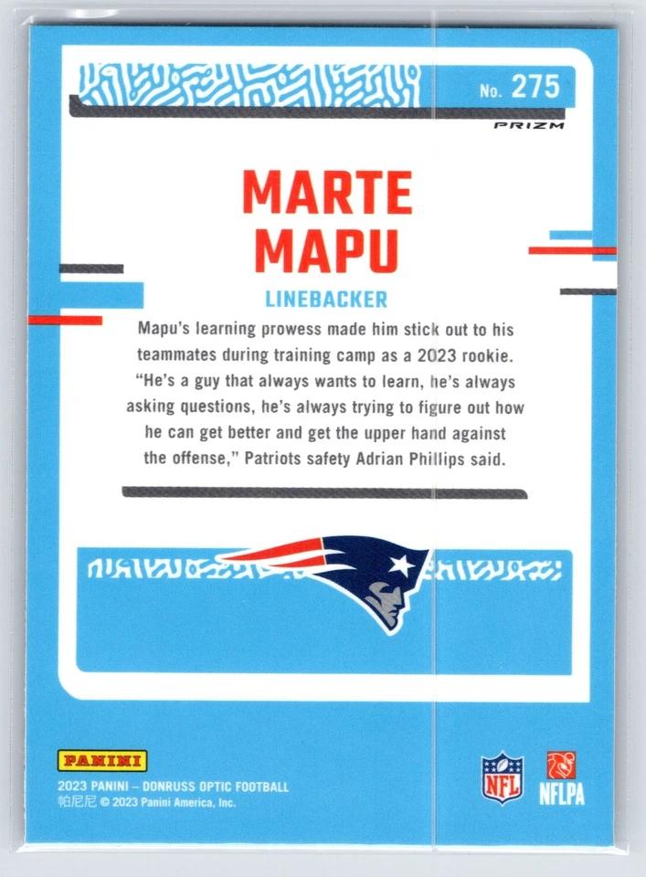 2023 Panini Donruss Optic Rated Rookie Purple Shock #275 Marte Mapu Rookie RC - Image 2 of 2