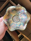 Very Pretty Fenton Carnival Glass Green Water Lily Sauce Bowl