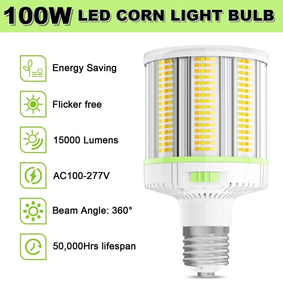 E39 Mogul Base, 100W LED Corn Bulb Warehouse High Bay Lighting 4500K/5000K/5700K - Image 3 of 4
