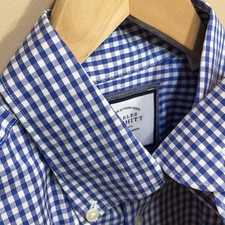 Charles Tyrwhitt Dress Shirt Mens 16 35 L Blue Check Slim Fit Cotton Long Sleeve