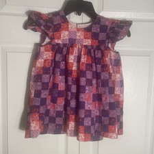 Vintage Chocolate Soup Dress Girls 6X Multicolor Patchwork Short Flutter Sleeve