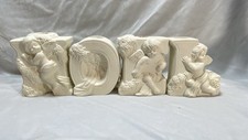 Vintage 1996 NOEL Cherub Angels Ceramic Bisque NOEL Taper Candle Holders w/Box