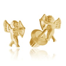 Childs Cupid Earrings in 14K Yellow Gold