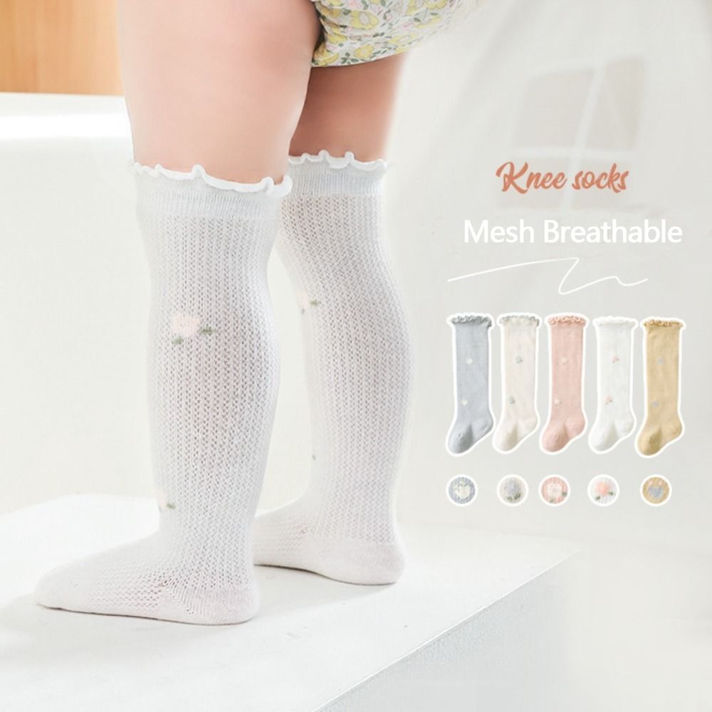 Summer Long Stockings Solid Color Baby Socks Ruffle Knee Socks Newborn