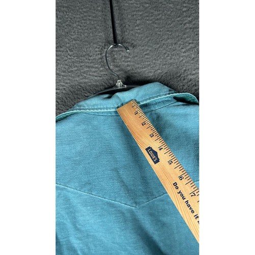 Camicia vintage Sears Western turchese denim con fasce accento arancione - Foto 16 di 18