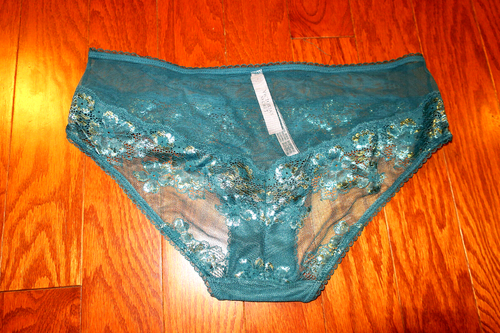 L ❤️ BODY BY ❤️ VICTORIA'S SECRET ❤️ METALLIC LACE BIKINI HIPHUGGER PANTIES NWT - 第 2/3 張圖片