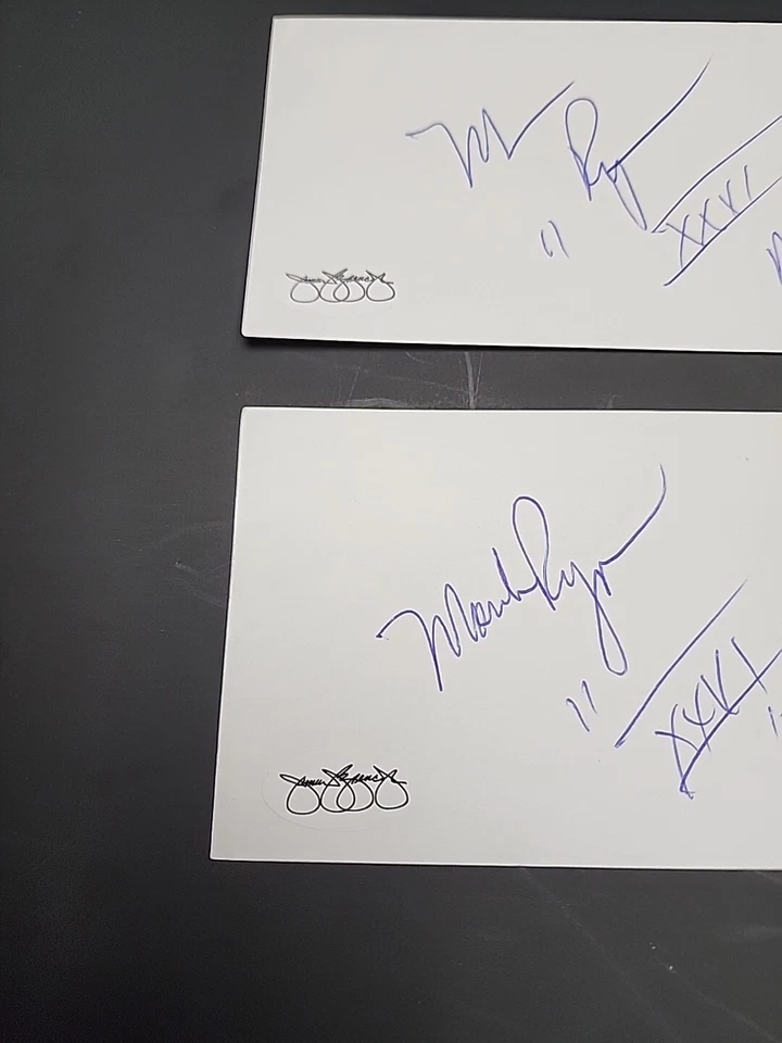 LOT of 2 Mark Rypien Signed Autographed Index Cards NFL Washington JSA? - Image 2 of 2