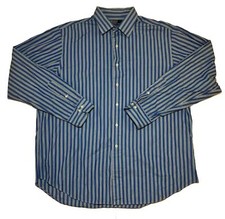 VTG XL Polo Ralph Lauren Curham Classic Blue Pink Stripe Button Up Shirt 17.5