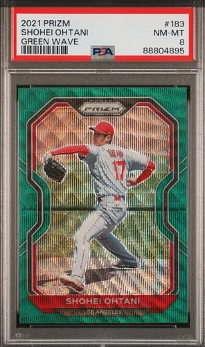 Shohei Ohtani - 2021 Panini Green Wave Prizm #183  - PSA 8
