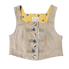 Vintage Suede Vest Women 8/10 M Lined Boho Cottagecore Western Folk Oktoberfest