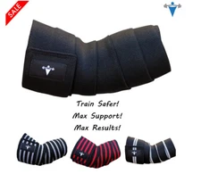 Heavy Duty Elbow Sleeves Support Wraps Straps Gym Power Weight Lifting Pair Xfit