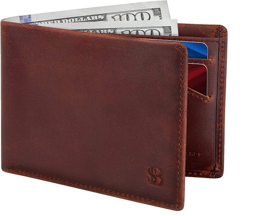 SENDFN Large Women's Leather RFID Blocking Wallet With Wristlet - Dark Gray - View #9