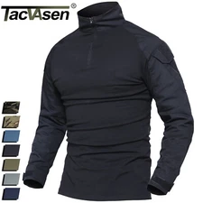 Men's 1/4 Zip Training Shirts Hiking Casual Working Rip-Stop Paintball T-Shirts