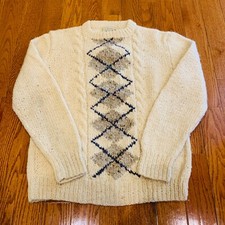 VTG Gaeltarra Irish 100 Hand Knit Wool Aran Fisherman Ireland Sweater Size 42