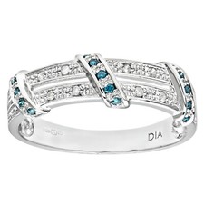 9ct White Gold Blue Diamond Twist Eternity Ring by Naava