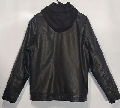 Arizona Jean Co Faux Leather Motorcycle Jacket Black With