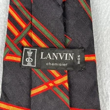 Lanvin Chemisier Paris Necktie Black Colorful Geometric Silk Mens