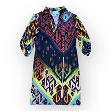 DM Donna Morgan Vintage Multicolor Aztec Print 3/4 Sleeve Dress Size 4