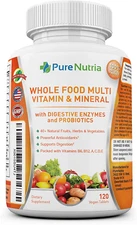 Whole Food Multivitamin and Minerals with Probiotic Enzymes - 120 Multivitami...