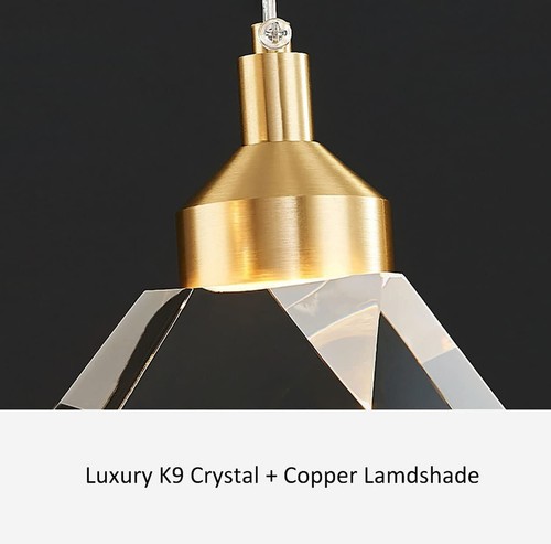 Modern Crystal Pendant Light, 3-Color LED Crystal Pendant Light, Adjustable H... - Picture 4 of 7