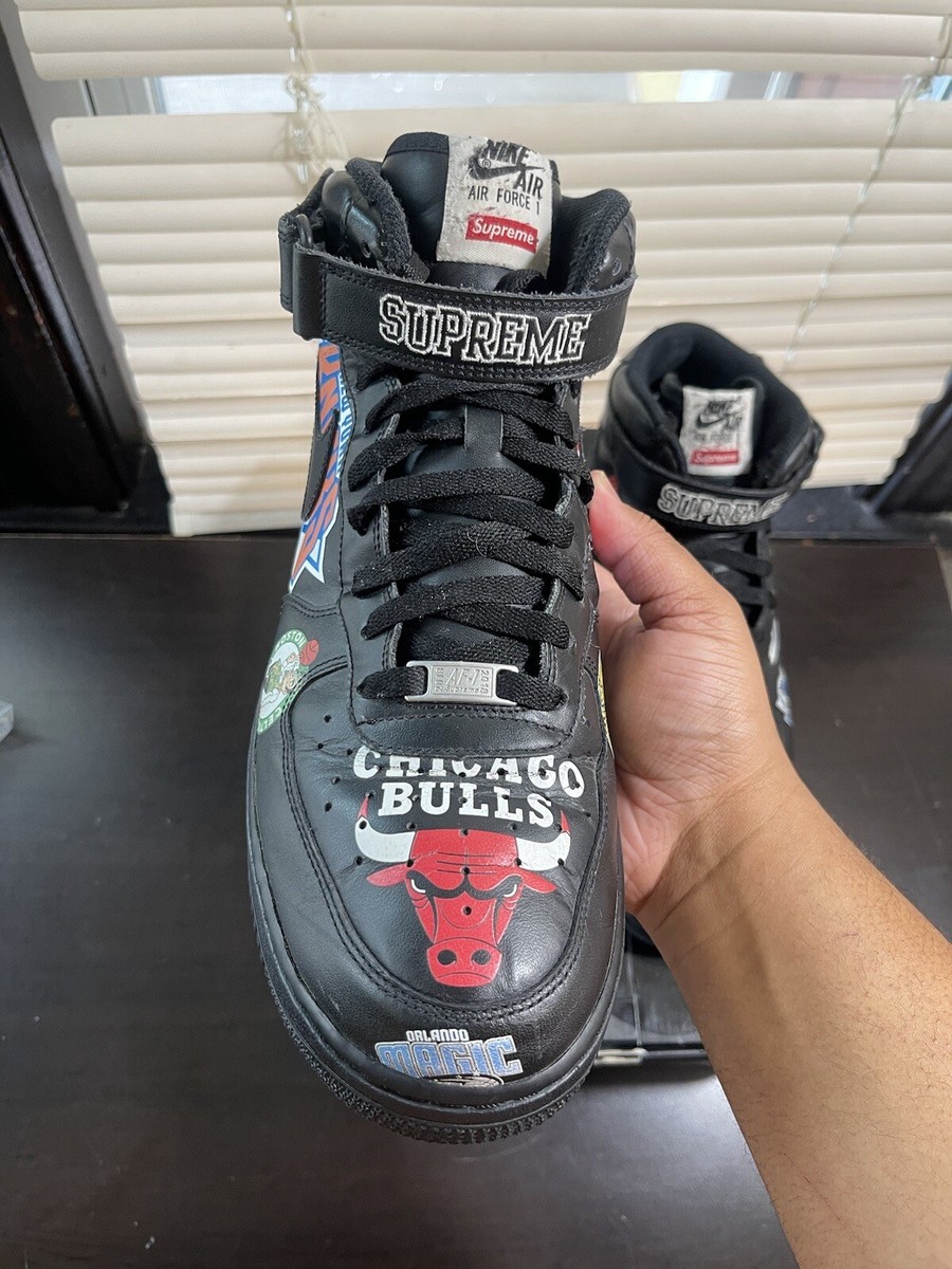 Nike Supreme x NBA x Air Force 1 07 Mid Black Size 11.5 Worn Nike Supreme x NBA x Air Force 1 07 Mid Black Size 11.5 Worn