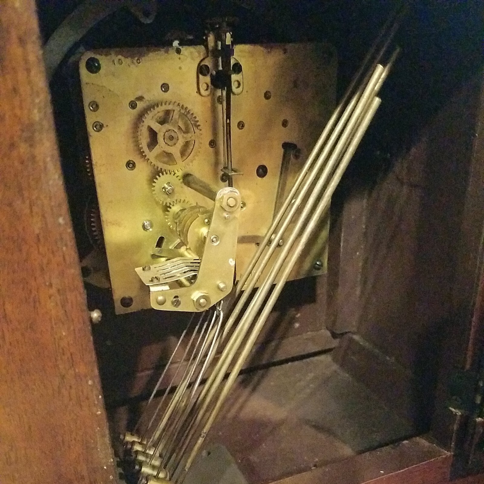 1943 Seth Thomas Westminister Chime Clock 5 Rod Strike Classic Mahogany