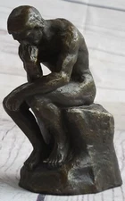 Auguste Rodin The Thinker Thinking Man Nude Male Figure Bronze Sculpture Statue