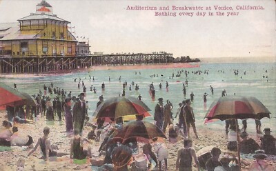 Venice, CALIFORNIA - Auditorium & Breakwater - Beach Umbrellas, Long Dresses