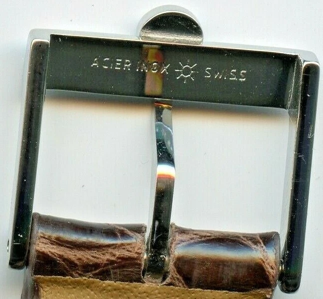 Correa de cocodrilo marrón genuina de 16 mm 17 mm y hebilla de acero enchapada en oro Omega de colección Foto 4 de 4