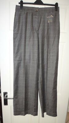 Barbour Ladies Trousers Grey Mix 100% Wool Tartan Size UK 12 UK