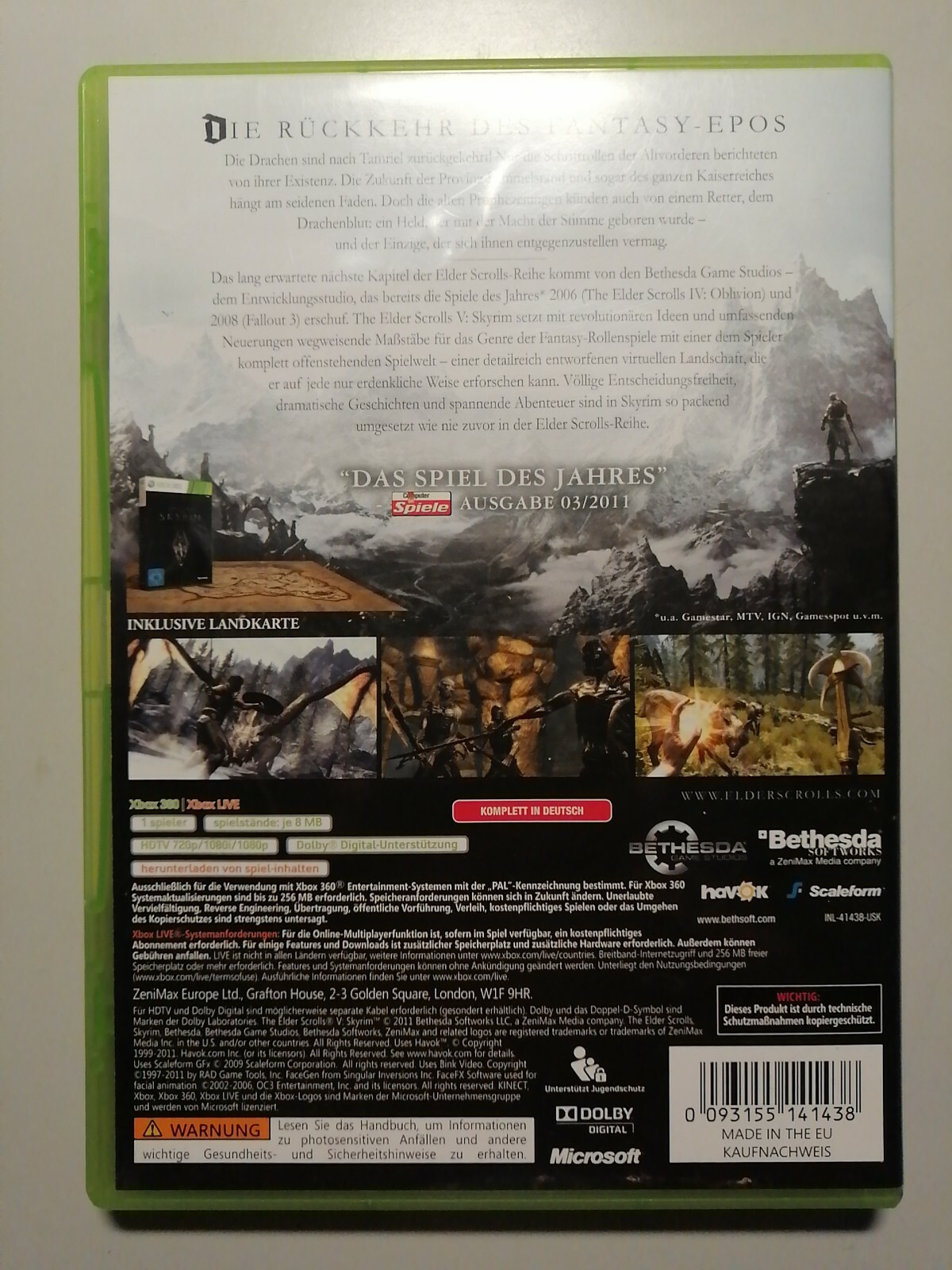 The Elder Scrolls V Skyrim Xbox 360 inkl. Soundtrack Disc eBay