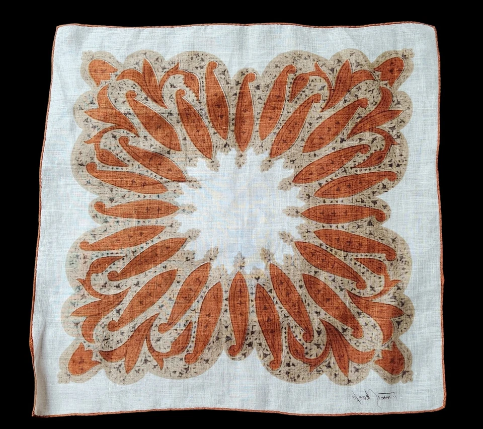 Tammis Keefe Hanky Handkerchief Hankie Vintage Designer Persian Pickle Brown Vtg - Image 3 of 4
