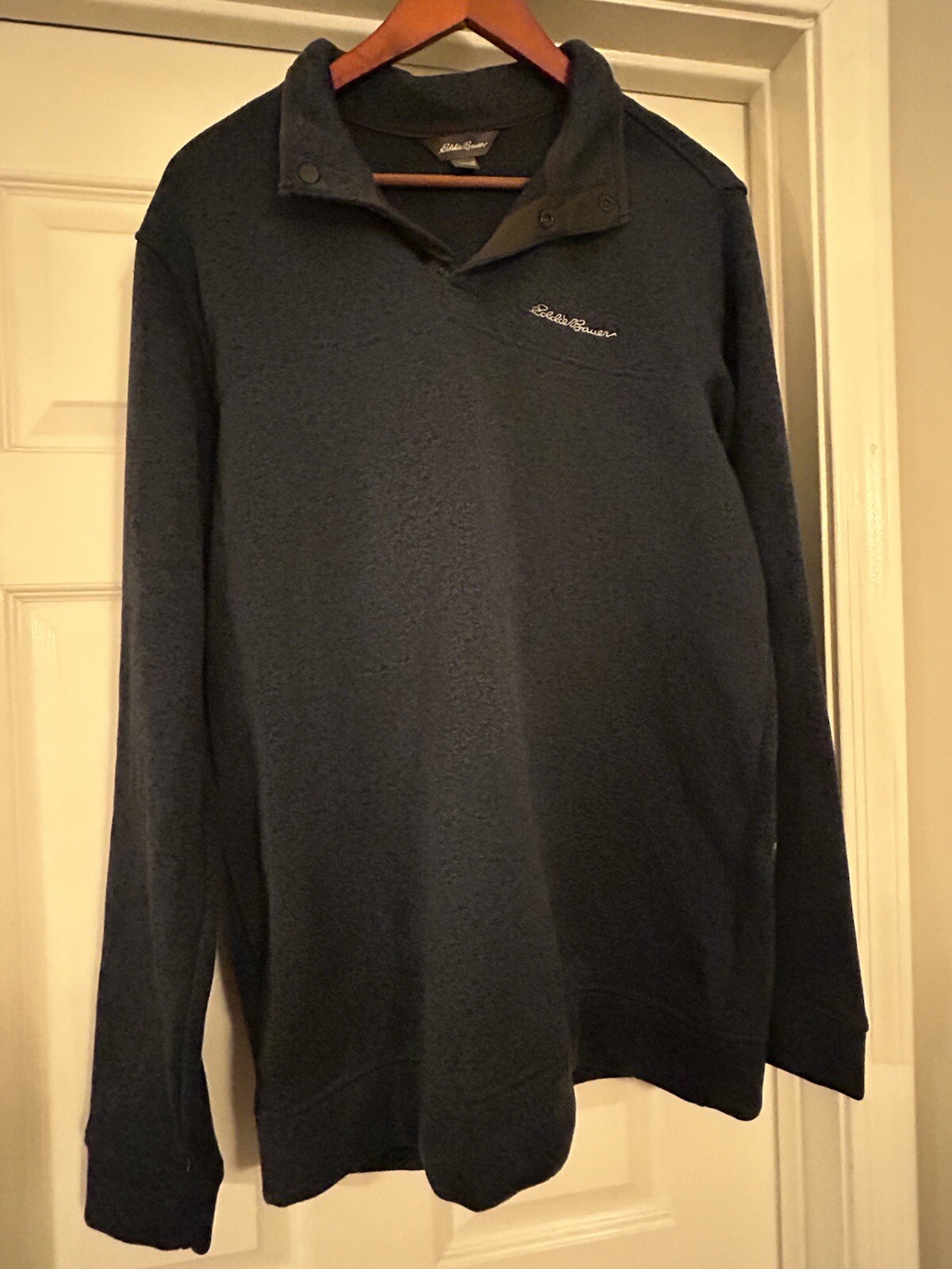 EDDIE BAUER 1/4 Snap Neck Sweatshirt Gray Men's Sz L Tall image 4