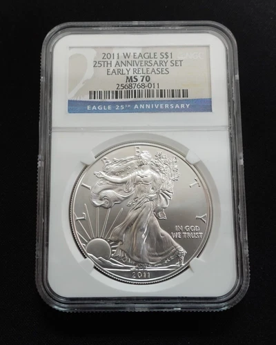 2011 W American Eagle Silver $1 Early Releases by 25th Anniversary - NGC MS 70